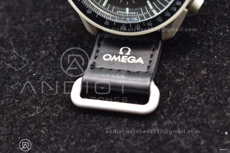 Mission Nylon Moonwatch Bioceramic Swatch The Quartz Strap to Moon x Omega on 0106